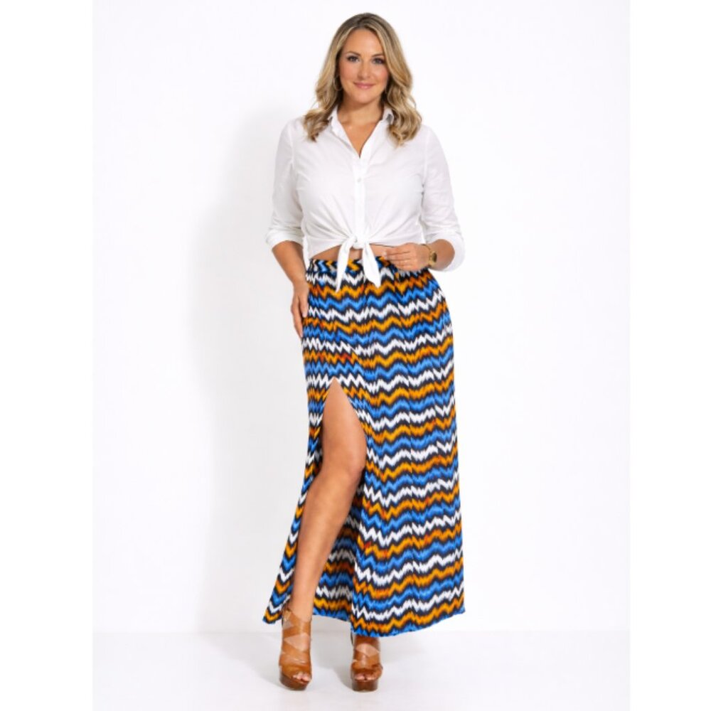 MICHAEL KORS SIZE LARGE CHEVRON MAXI SKIRT SLIT